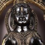 Superfine Brass Ayodhya Ram Lalla Statue | 53" x 30" x 12" (134.6 x 76.2 x 30.5 cm) | 95 kg Black Finish Divine Art | Monumental Sacred Murti